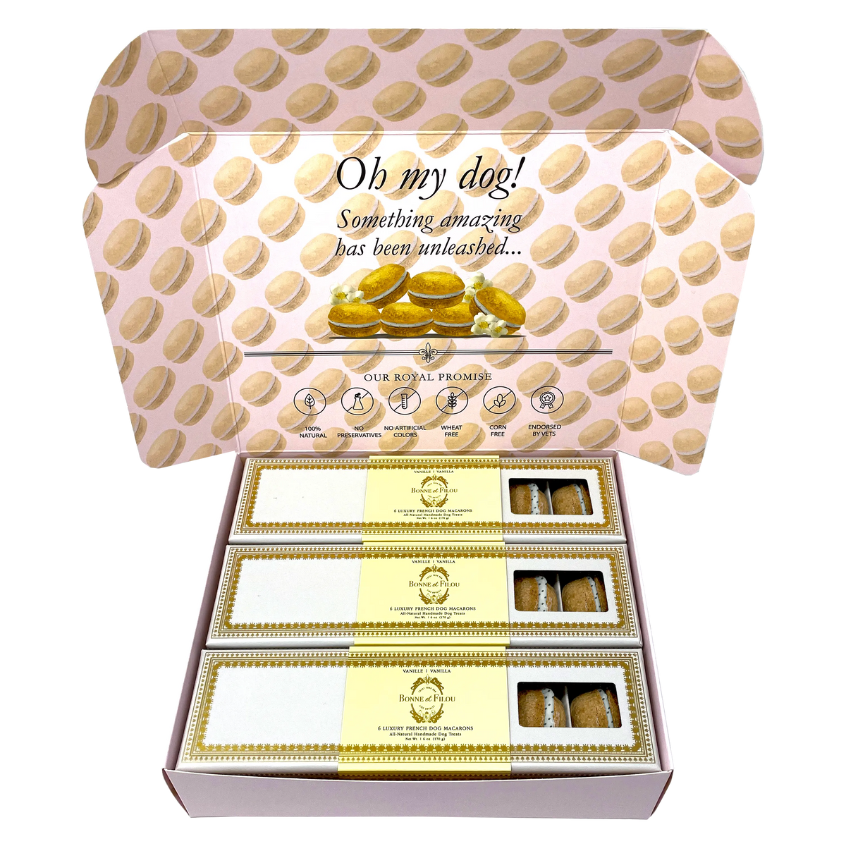Bonne et Filou – 18-Piece French Dog Macaron Gift Box