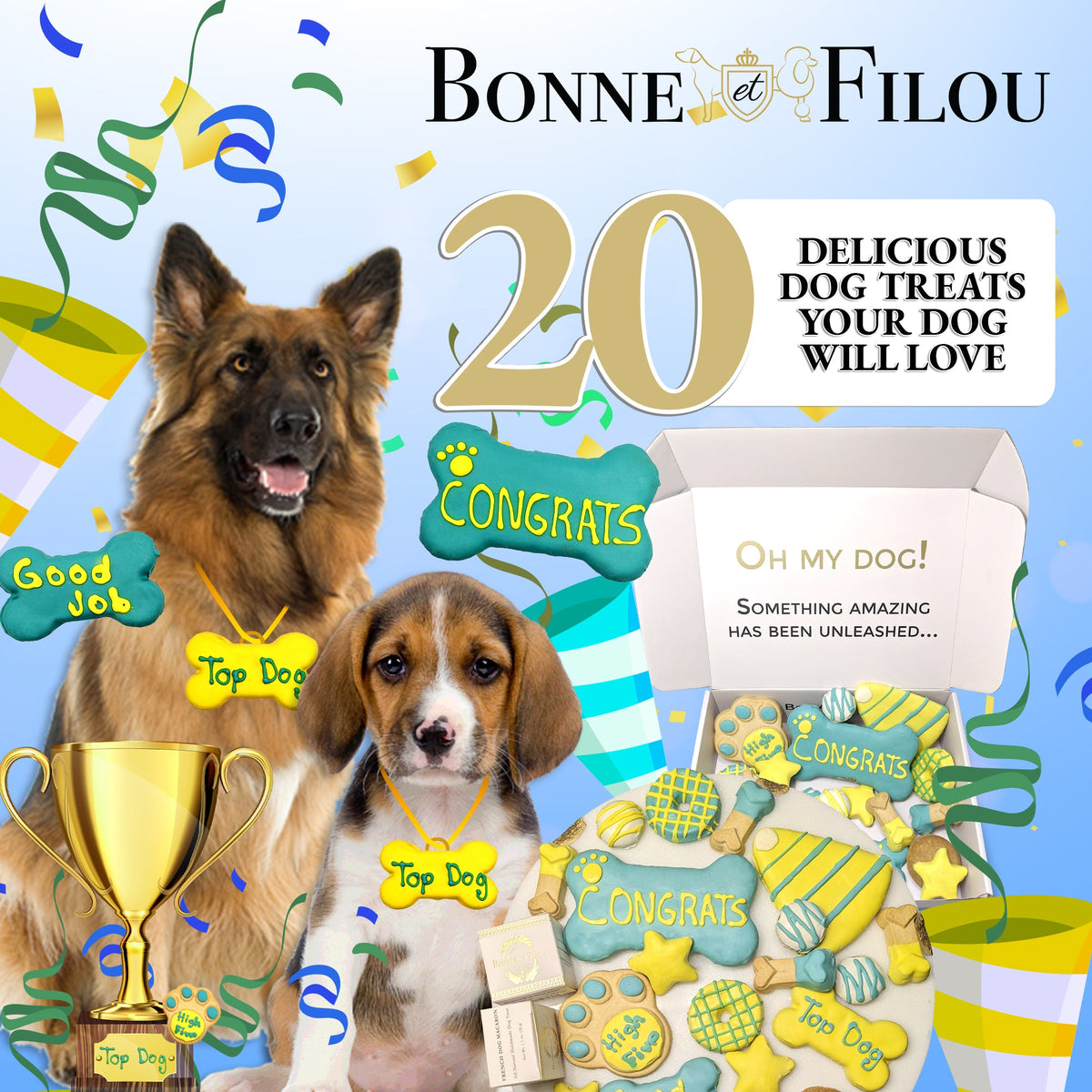 Bonne et Filou – Congrats Dog Treat Gift Box