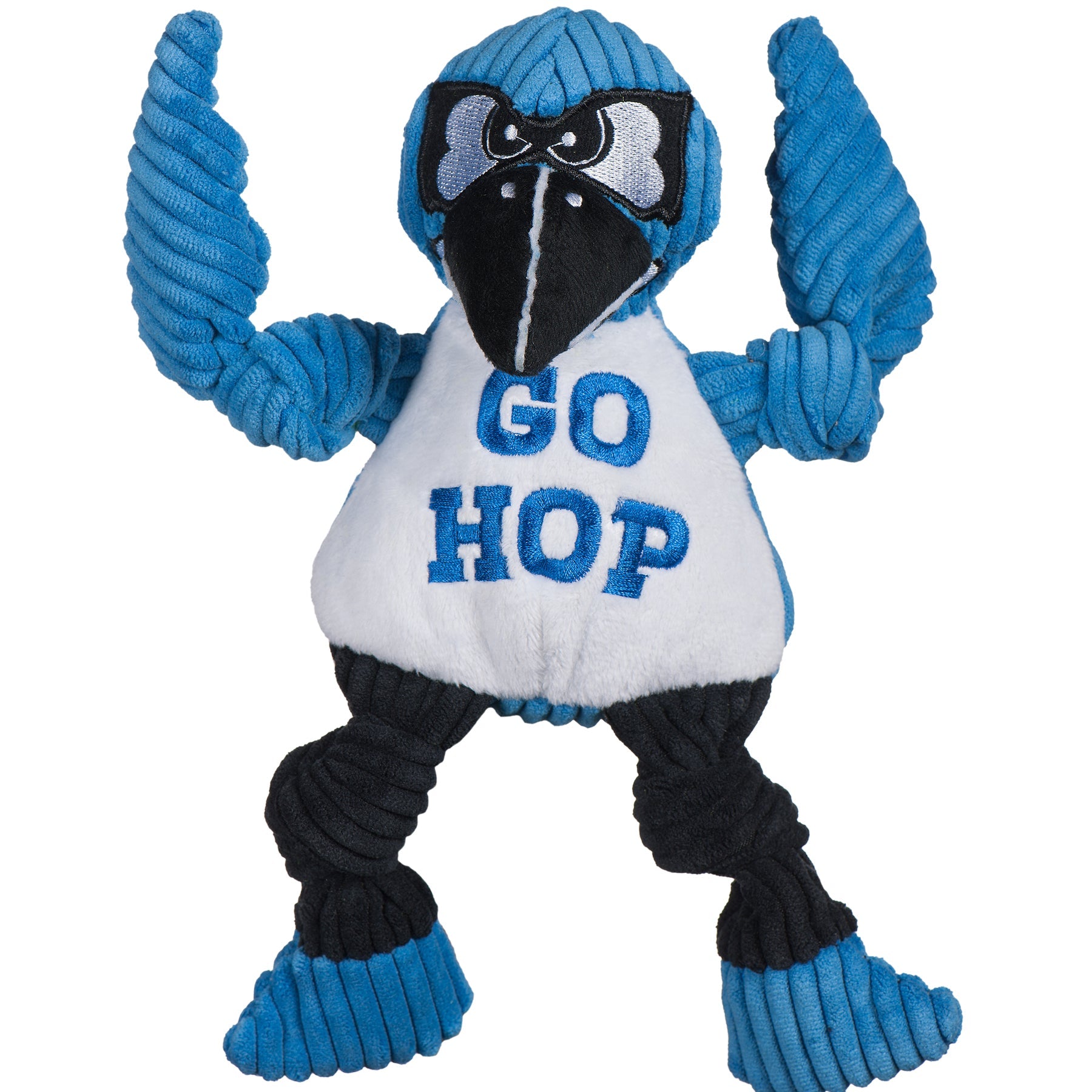 NCAA Mascot Johns Hopkins University, Jay the Blue Jay Knottie Plush Dog Toy