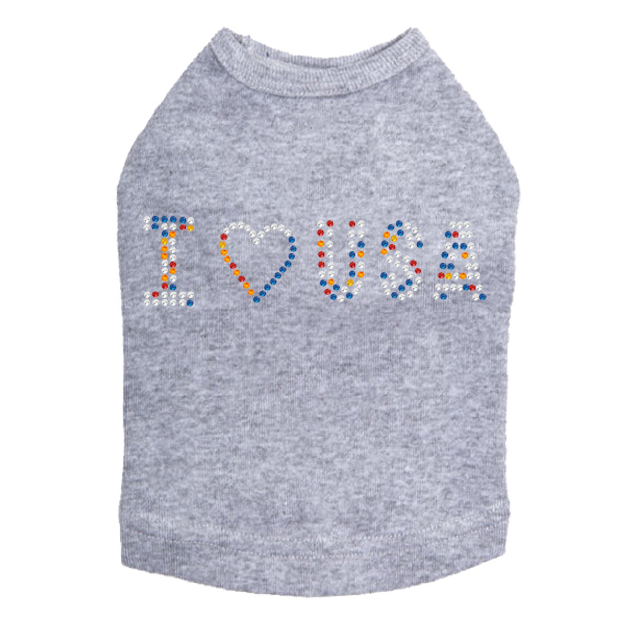 I Love USA (Multicolor Rhinestones) - Dog Tank