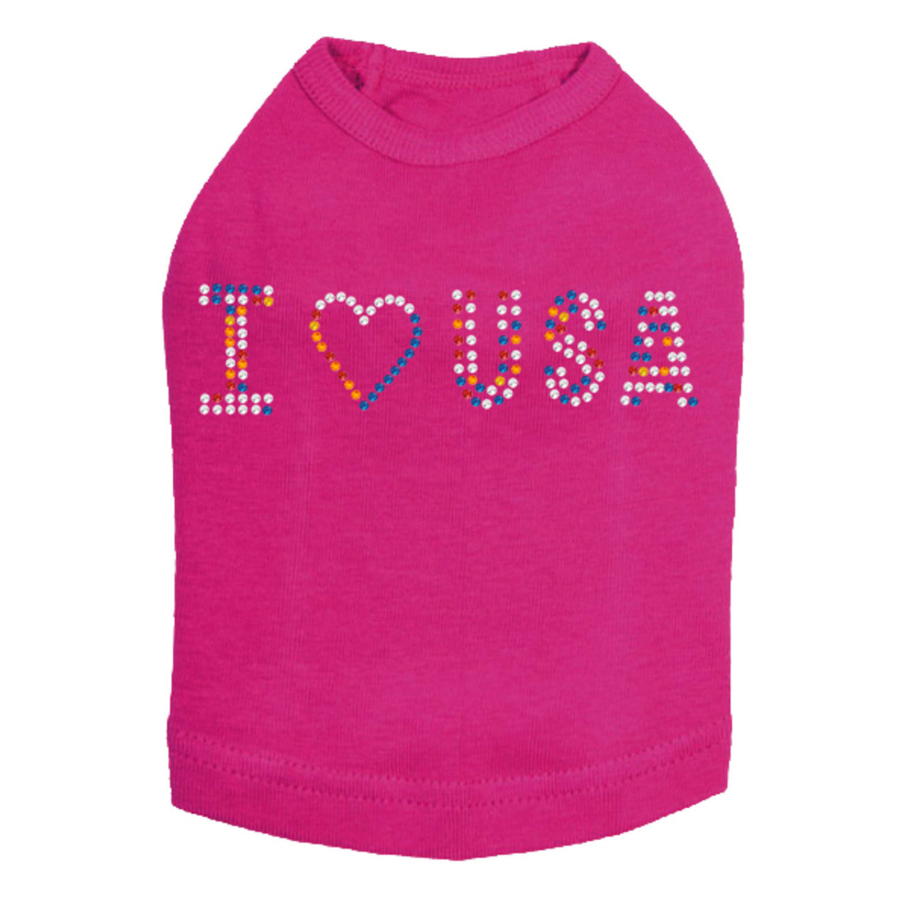 I Love USA (Multicolor Rhinestones) - Dog Tank