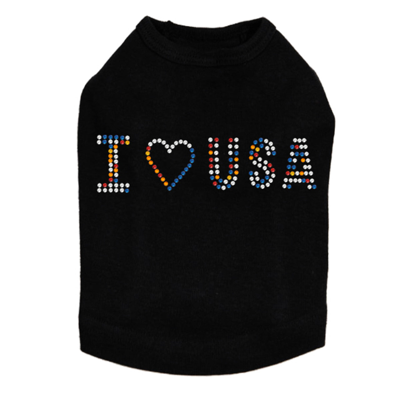 I Love USA (Multicolor Rhinestones) - Dog Tank