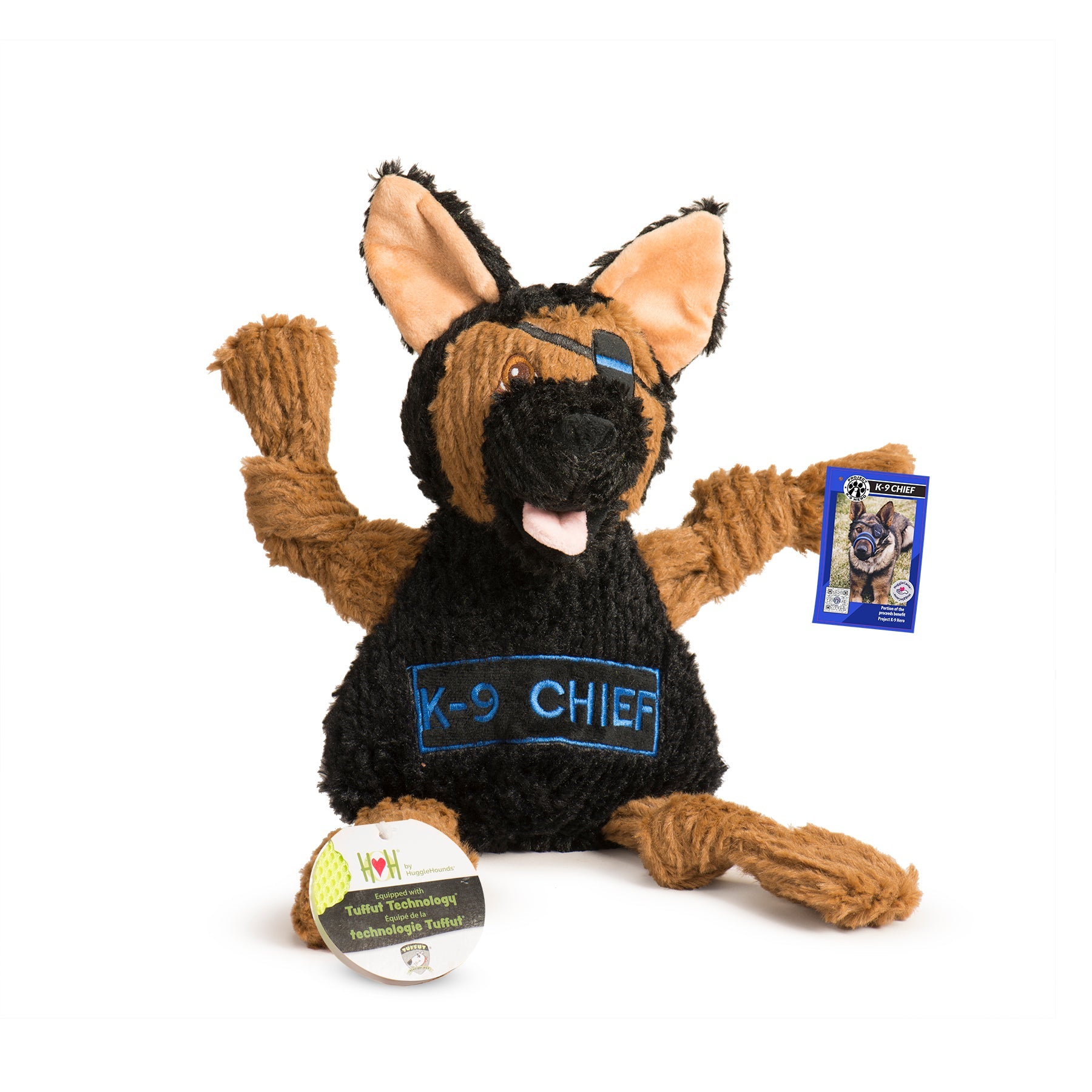 HuggleCauseTM, Project K-9 Hero, K-9 Chief Knottie Plush Dog Toy, Large