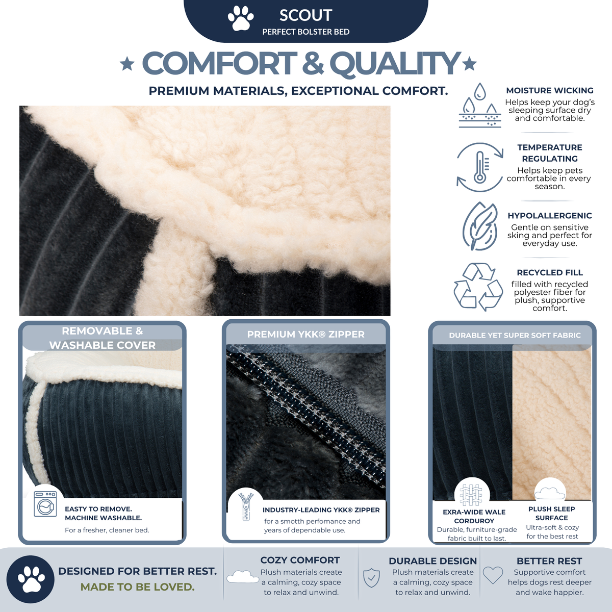 Scout Perfect Bolster Dog Bed | HT Animal Supply