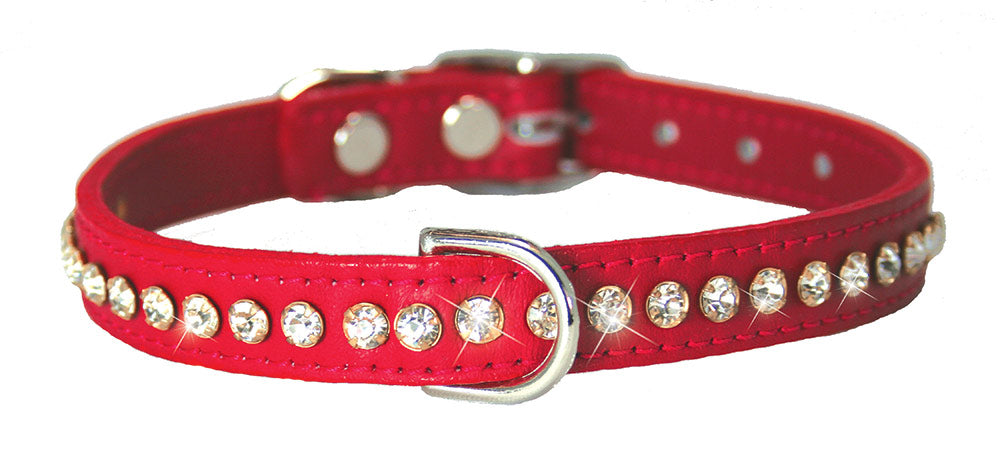 Red Signature Leather Crystal Collar
