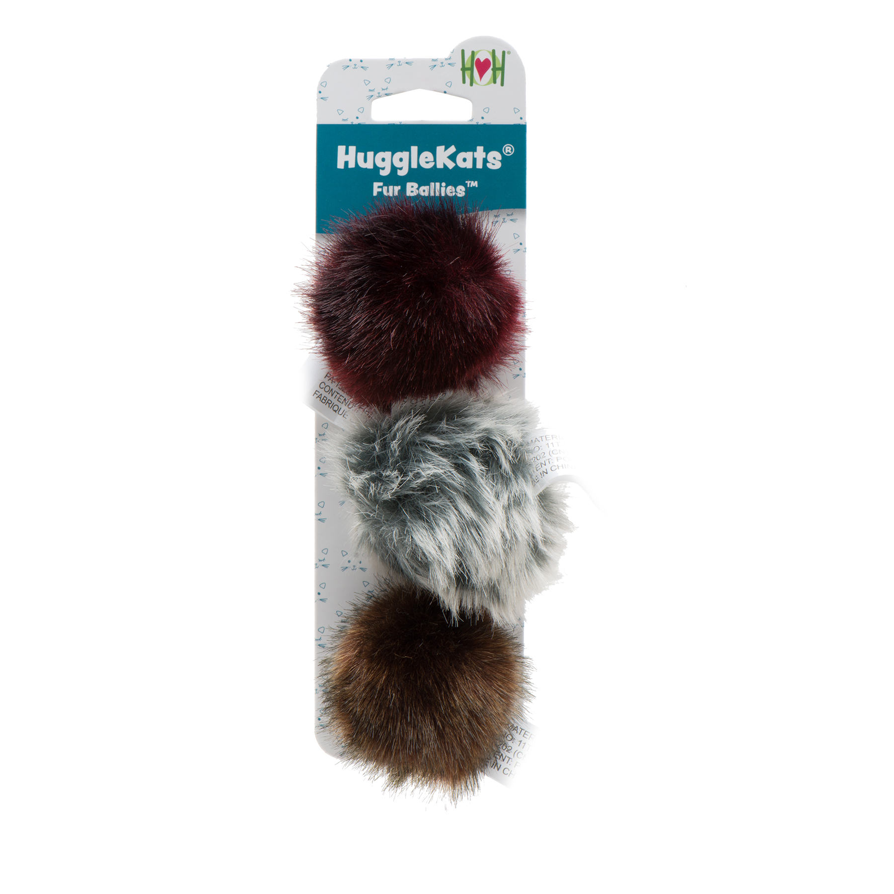 HuggleKats Fur Ballies Cat Toys, 3 Pack