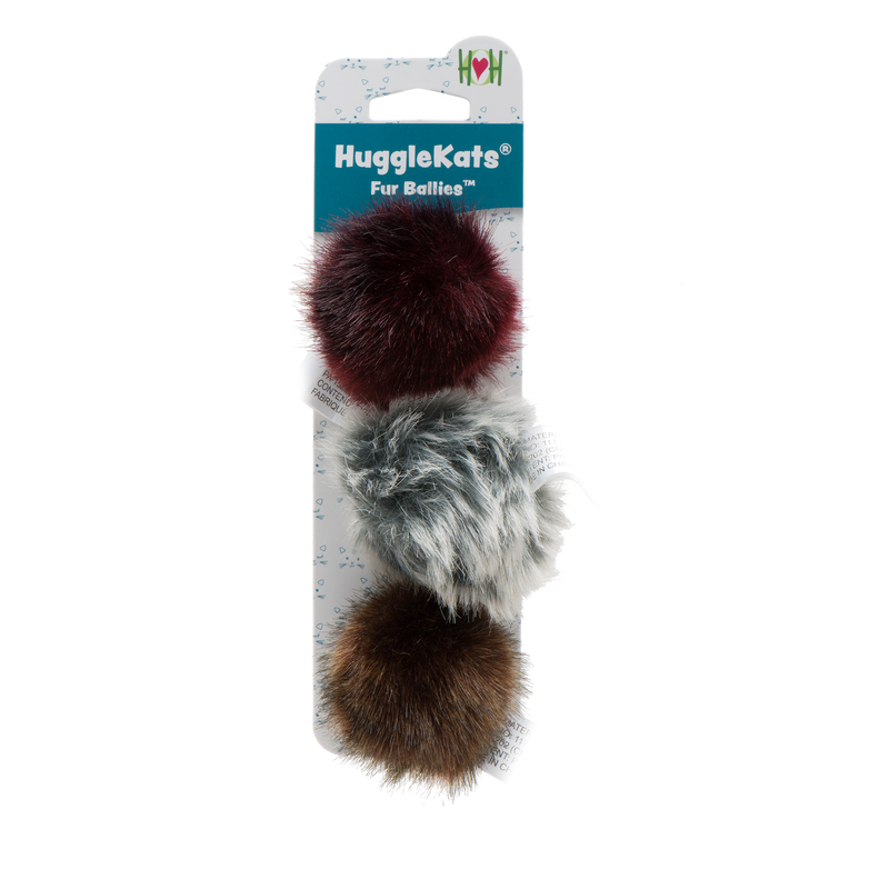 HuggleKats Fur Ballies Cat Toys, 3 Pack