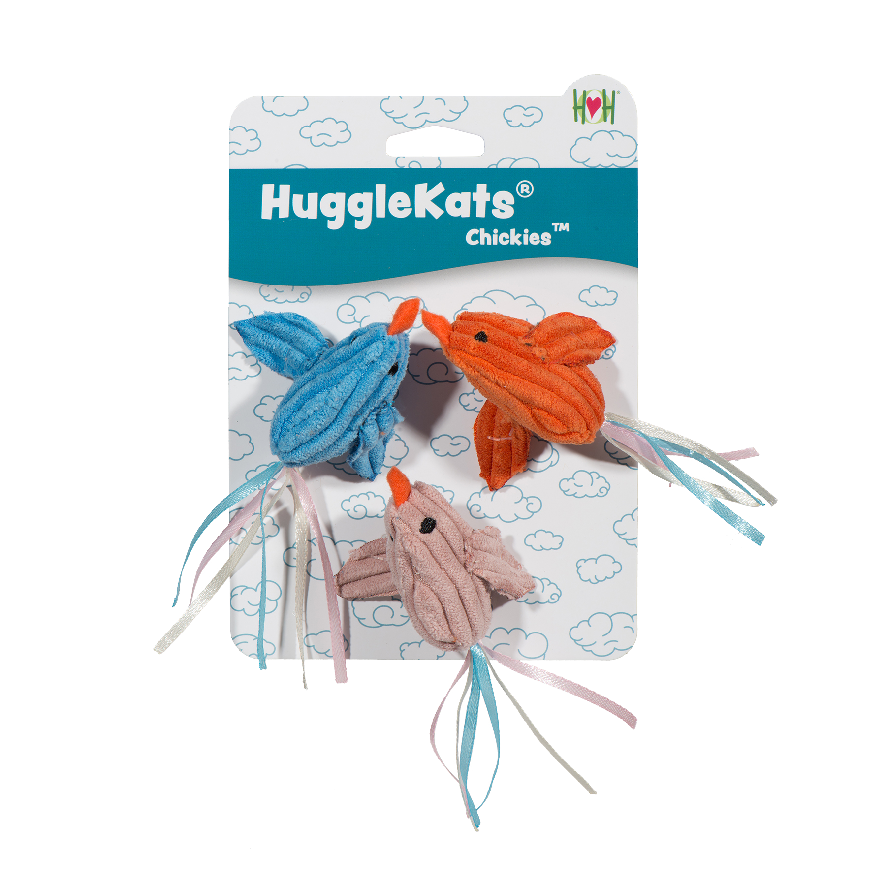 HuggleKats Chickies Cat Toys, 3 Pack