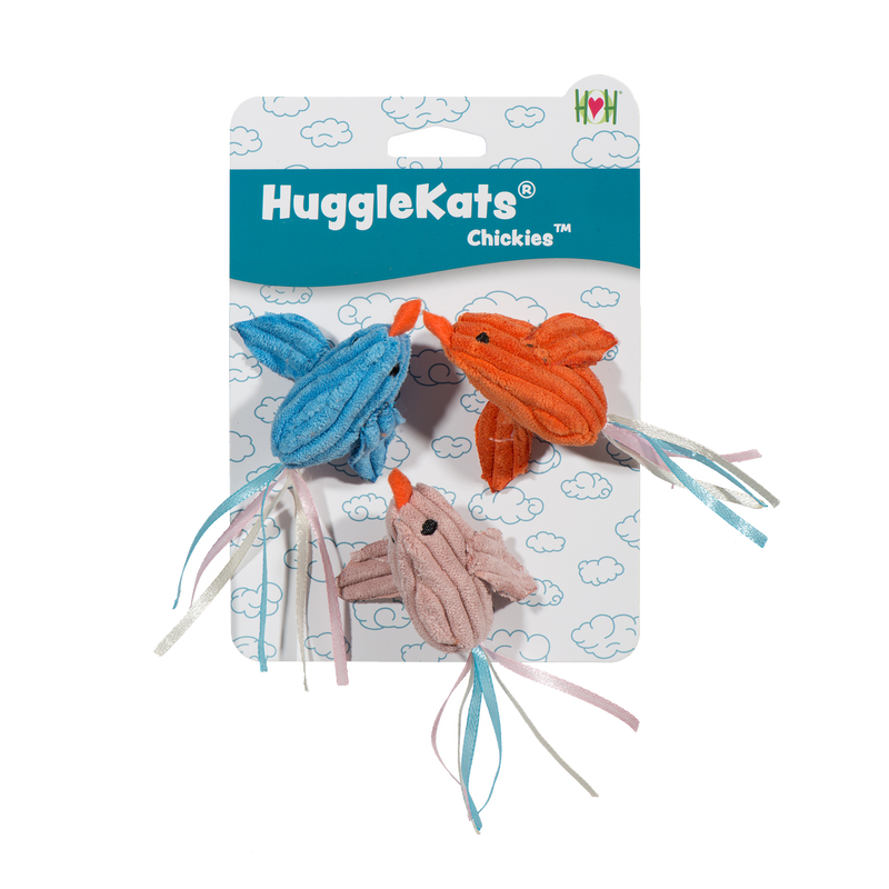 HuggleKats Chickies Cat Toys, 3 Pack