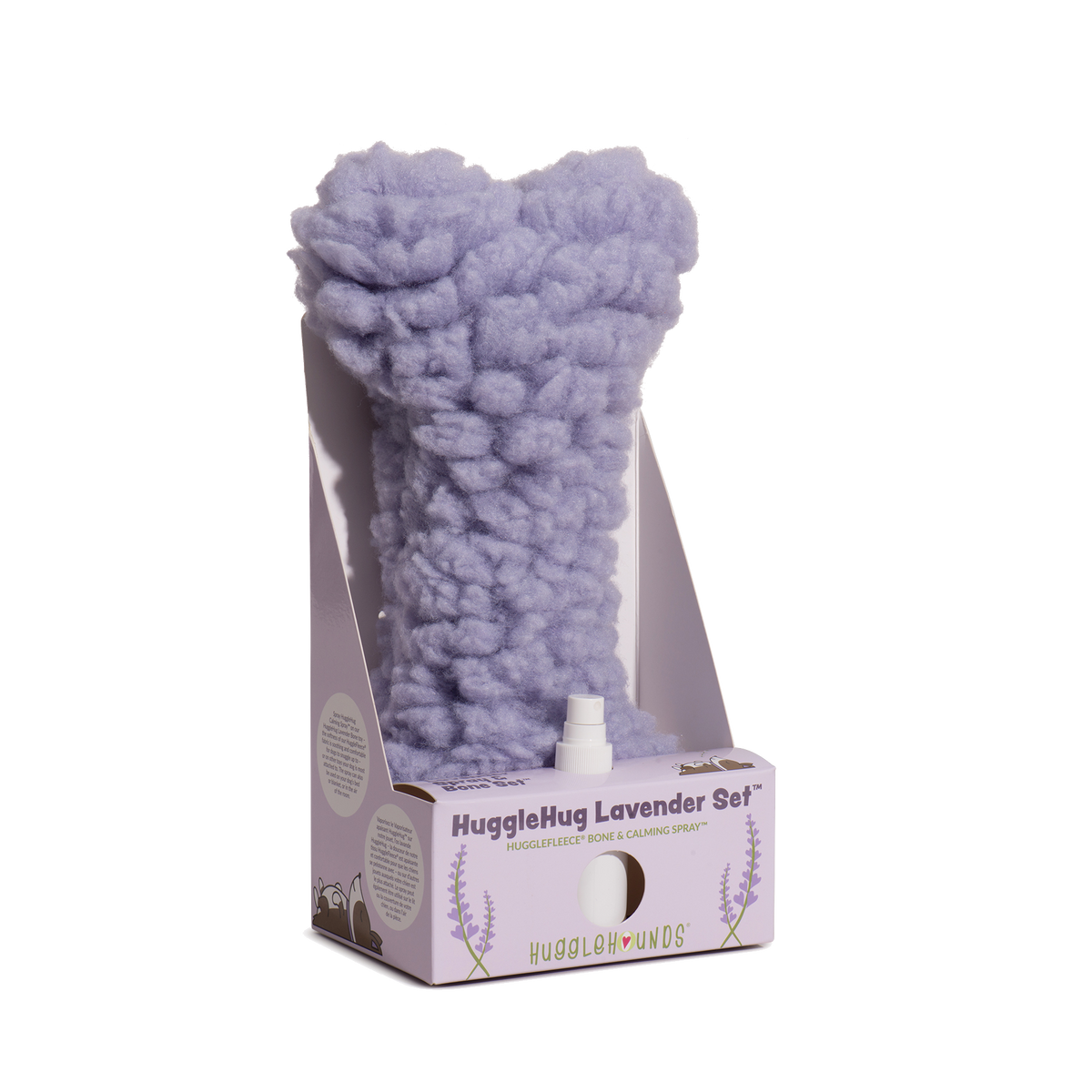 HuggleHugTM Lavender Bone & 2oz Calming Spray Dog Toy Set