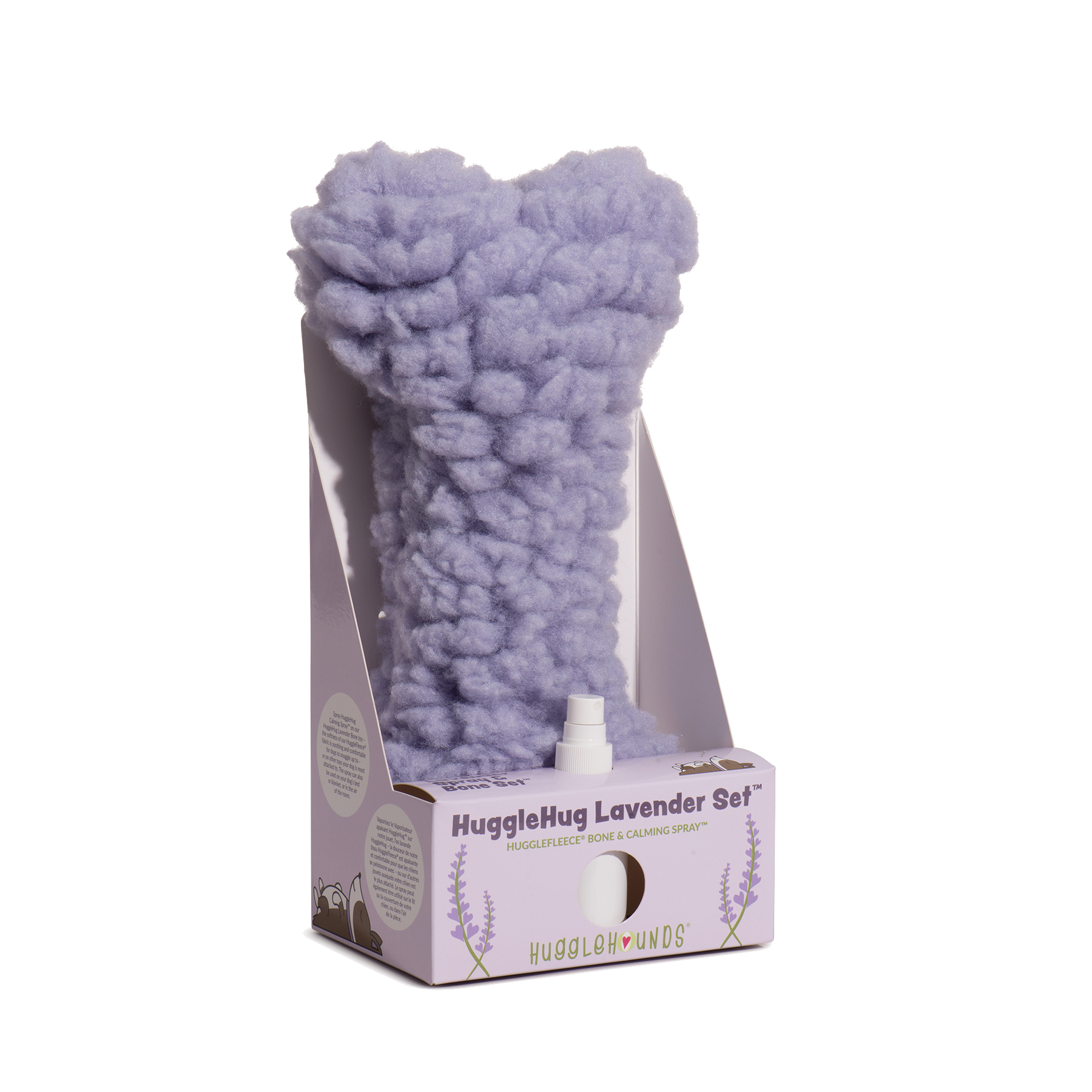 HuggleHugTM Lavender Bone & 2oz Calming Spray Dog Toy Set