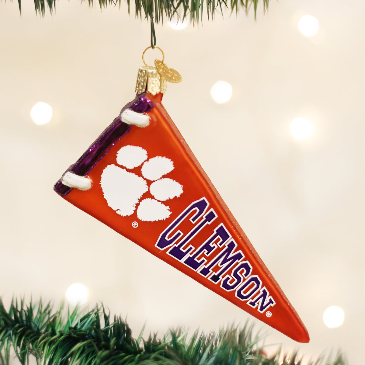 Old World Christmas: Clemson Pennant Christmas Ornament