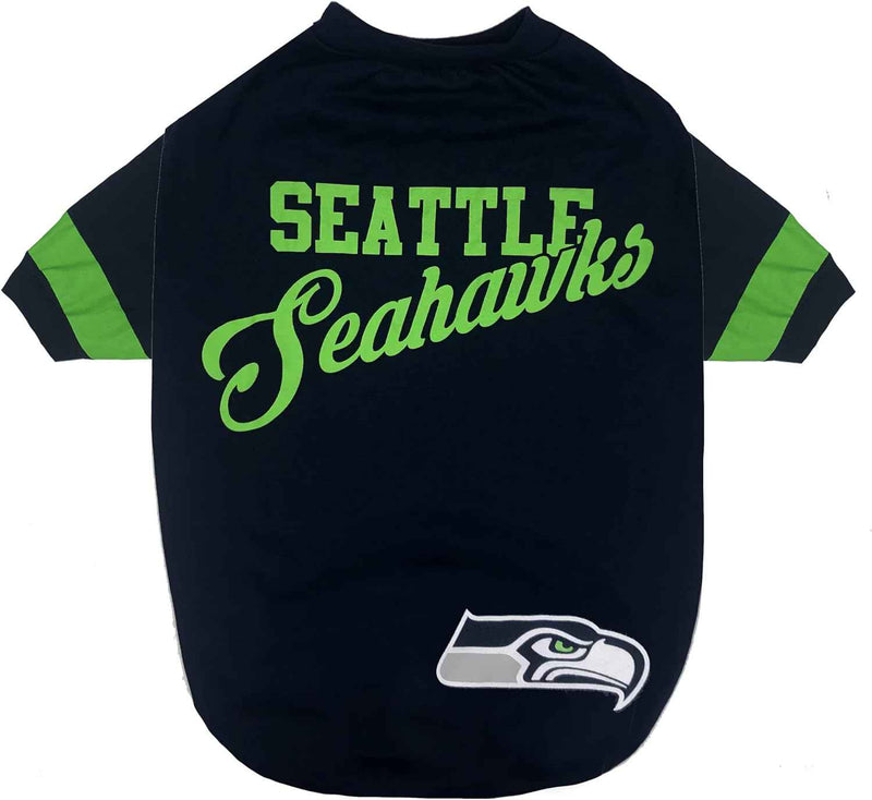 NFL Seattle Seahawks Striped-Sleeve Dog T-Shirt