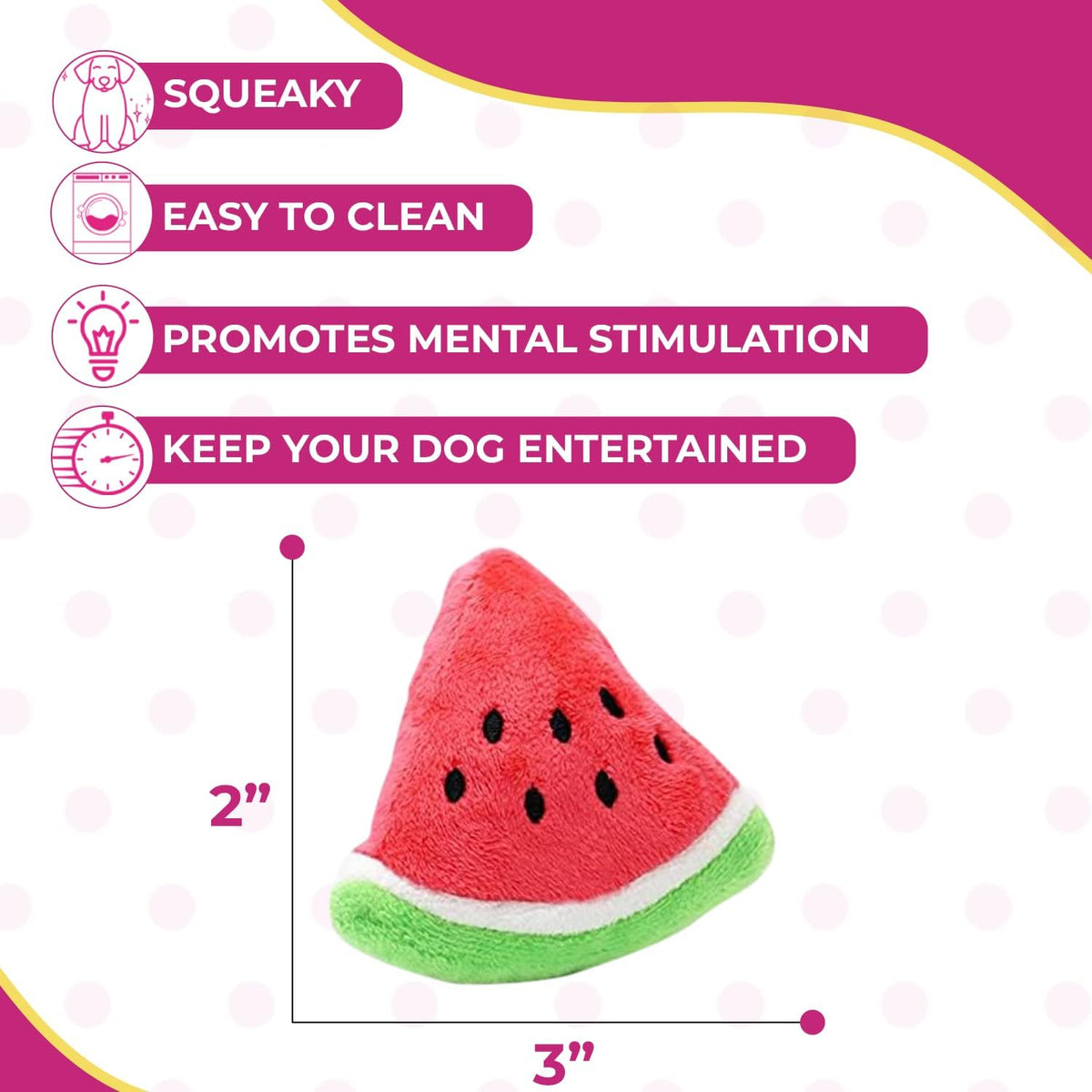 Glow Pups: Watermelon Squeaky Plush Dog Toys - 2 Pack