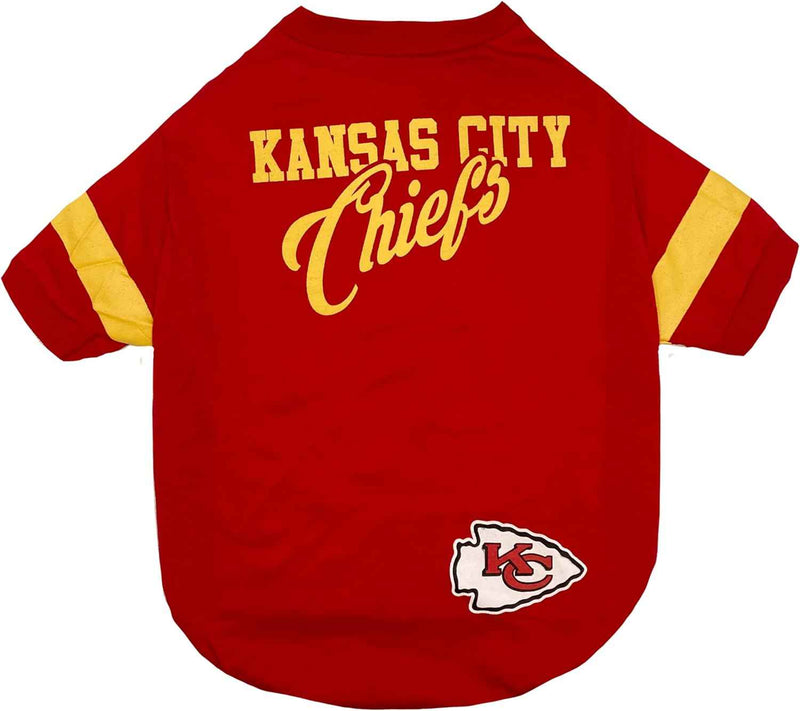 NFL Kansas City Chiefs Striped-Sleeve Dog T-Shirt