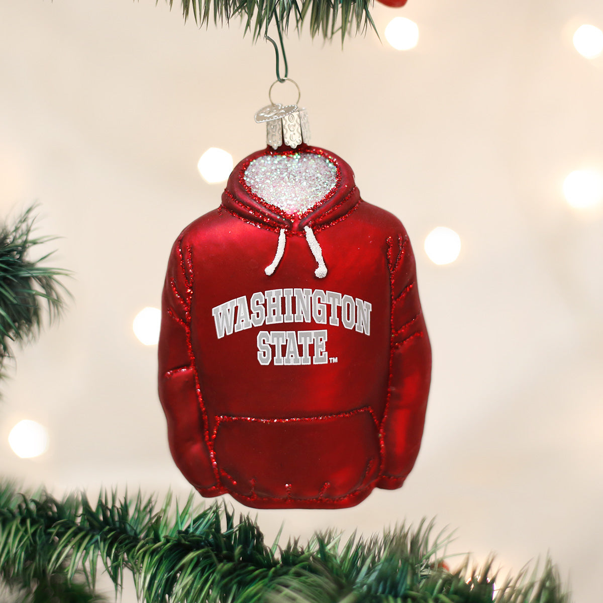 Old World Christmas: WSU Hoodie Christmas Ornament