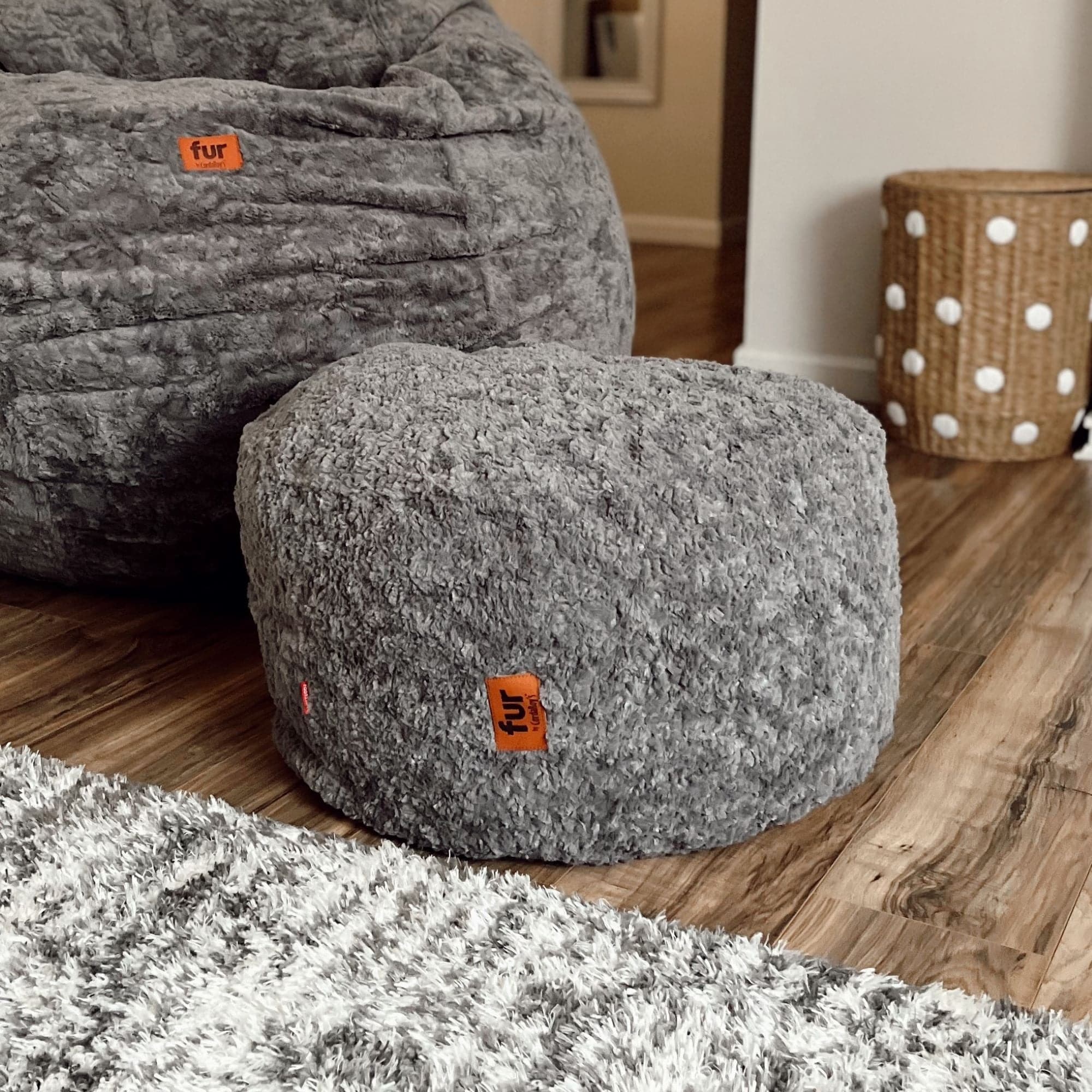 CordaRoy's Faux Fur Pouf Footstool Ottoman