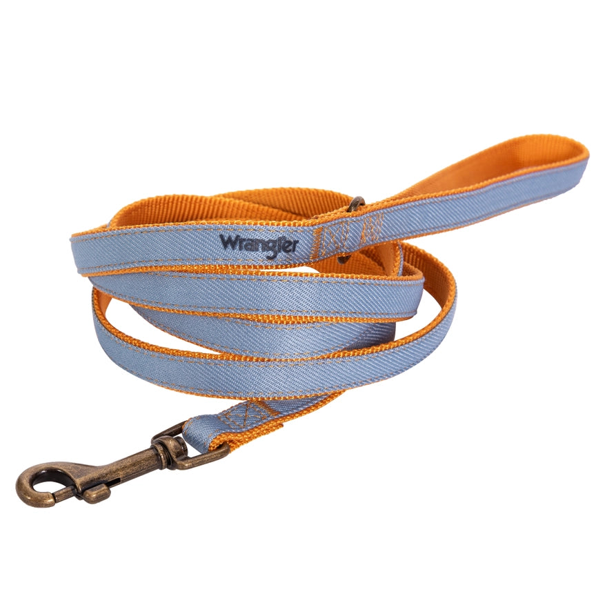 Wrangler® Light Wash Denim Harness, Collar & Lead Set