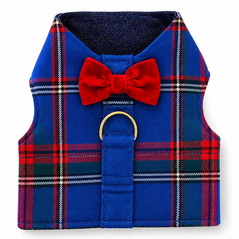 Heads or Tails Pup Red & Blue Plaid Dog Harness