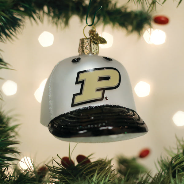 Old World Christmas: Purdue Baseball Cap Christmas Ornament