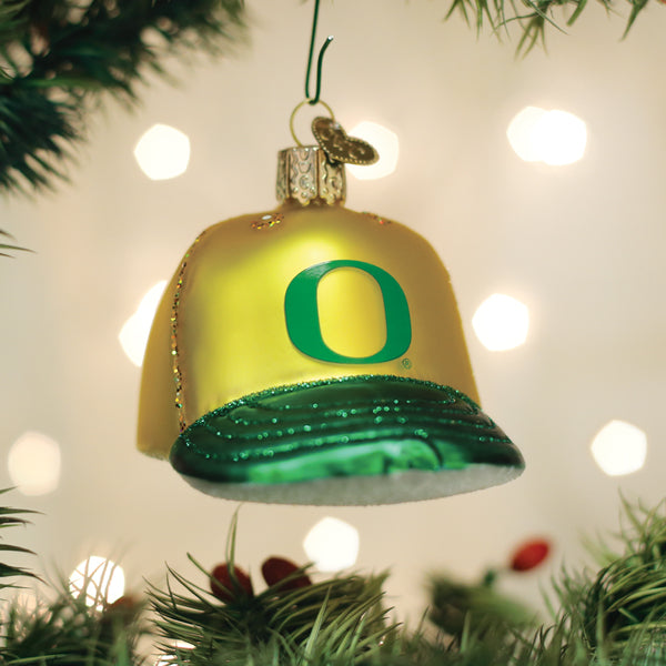 Old World Christmas: Oregon Baseball Cap Christmas Ornament