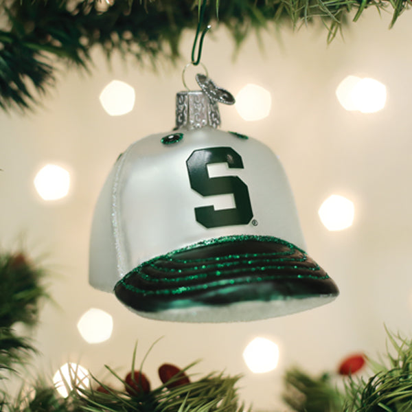 Old World Christmas: Michigan State Baseball Cap Christmas Ornament