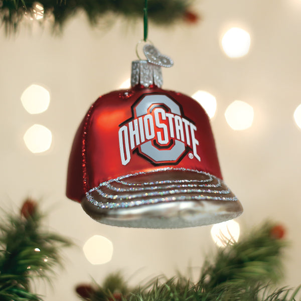 Old World Christmas: Ohio State Baseball Cap Christmas Ornament