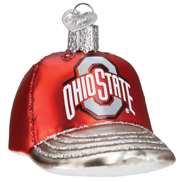 Old World Christmas: Ohio State Baseball Cap Christmas Ornament
