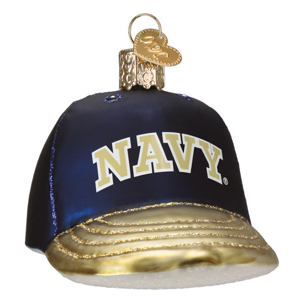 Old World Christmas: Navy Baseball Cap Christmas Ornament