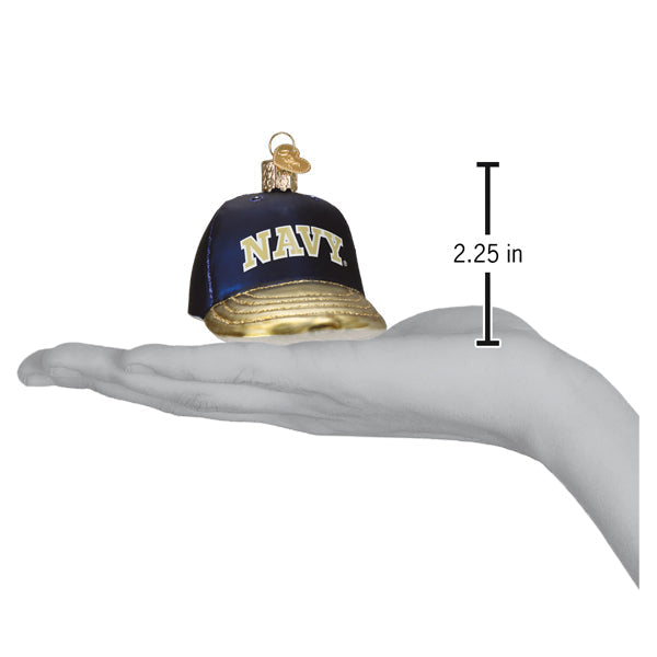 Old World Christmas: Navy Baseball Cap Christmas Ornament