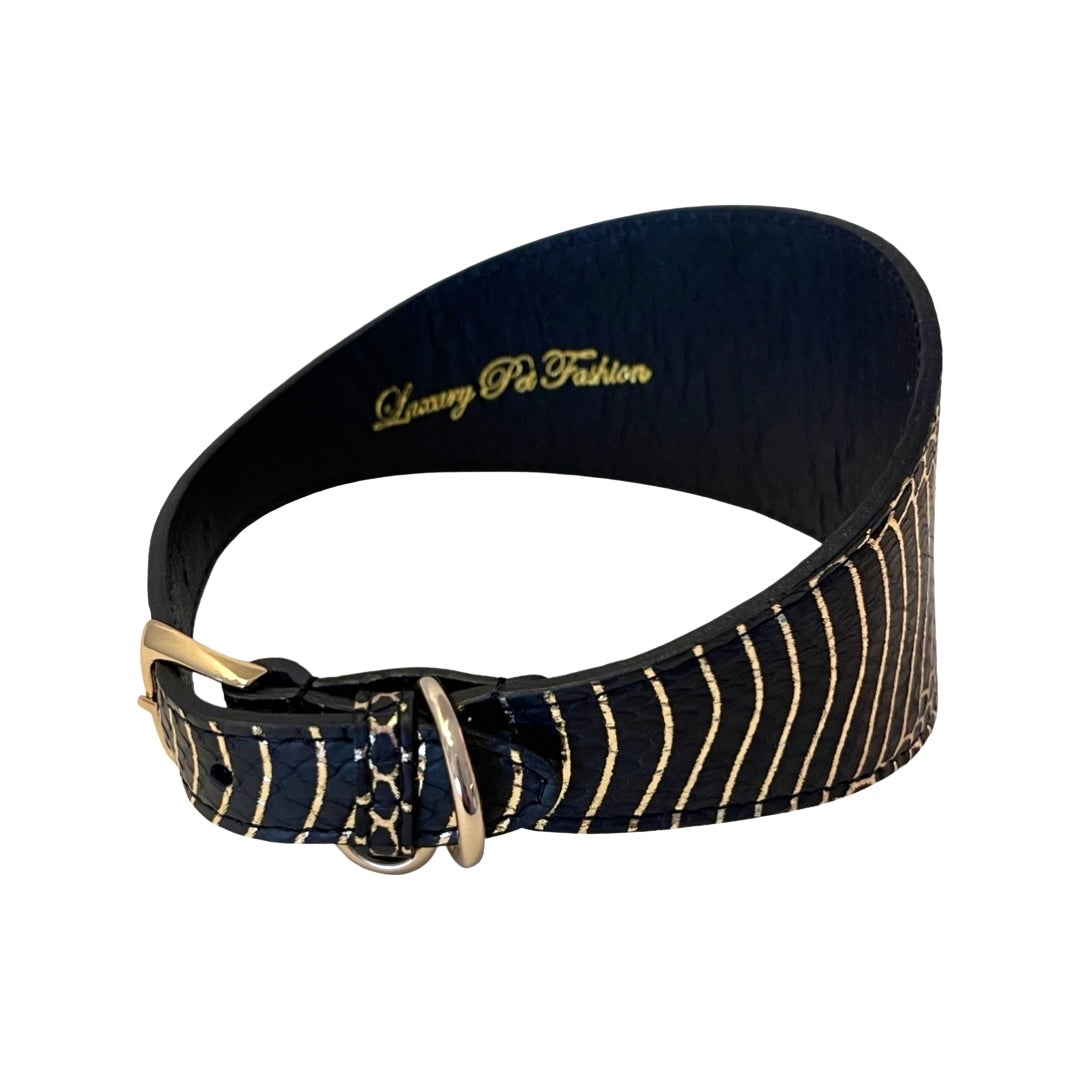 Gold & Black Snake 3" Wide Style Gatsby Collar