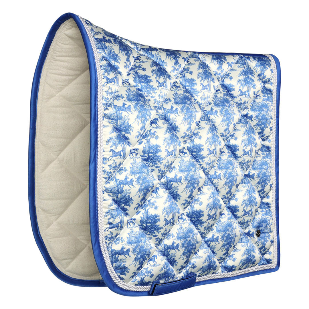 Dapplebay Equestrian Toile Dressage Saddle Pad - Blue/White
