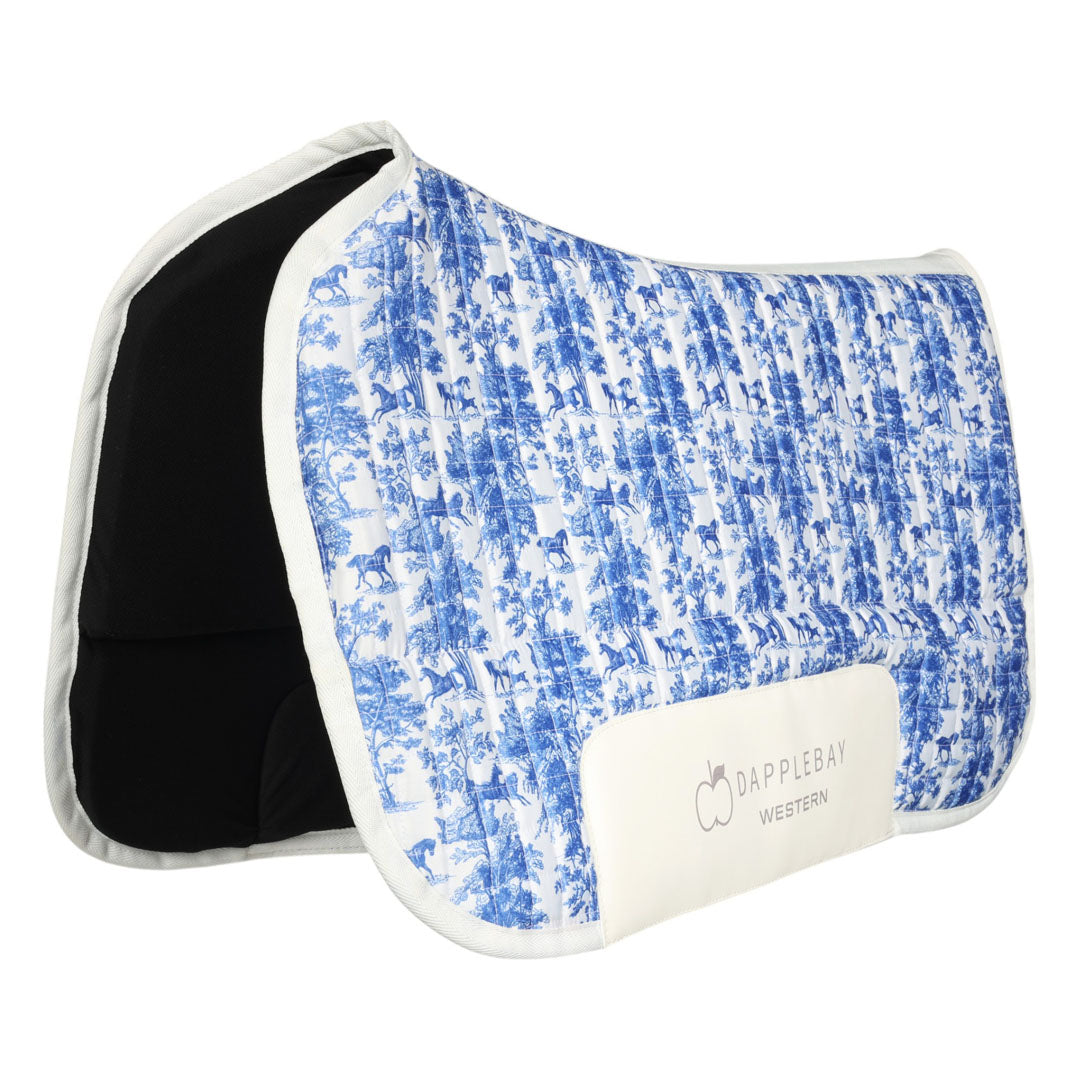 Dapplebay Equestrian Toile Western Saddle Pad - Blue/White