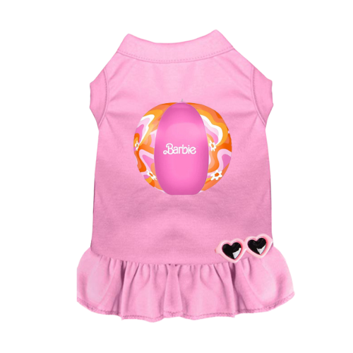 Bark 5th Ave., LLC My Barbie Beach Ball Dog Dress Cotton Pink pet supplies