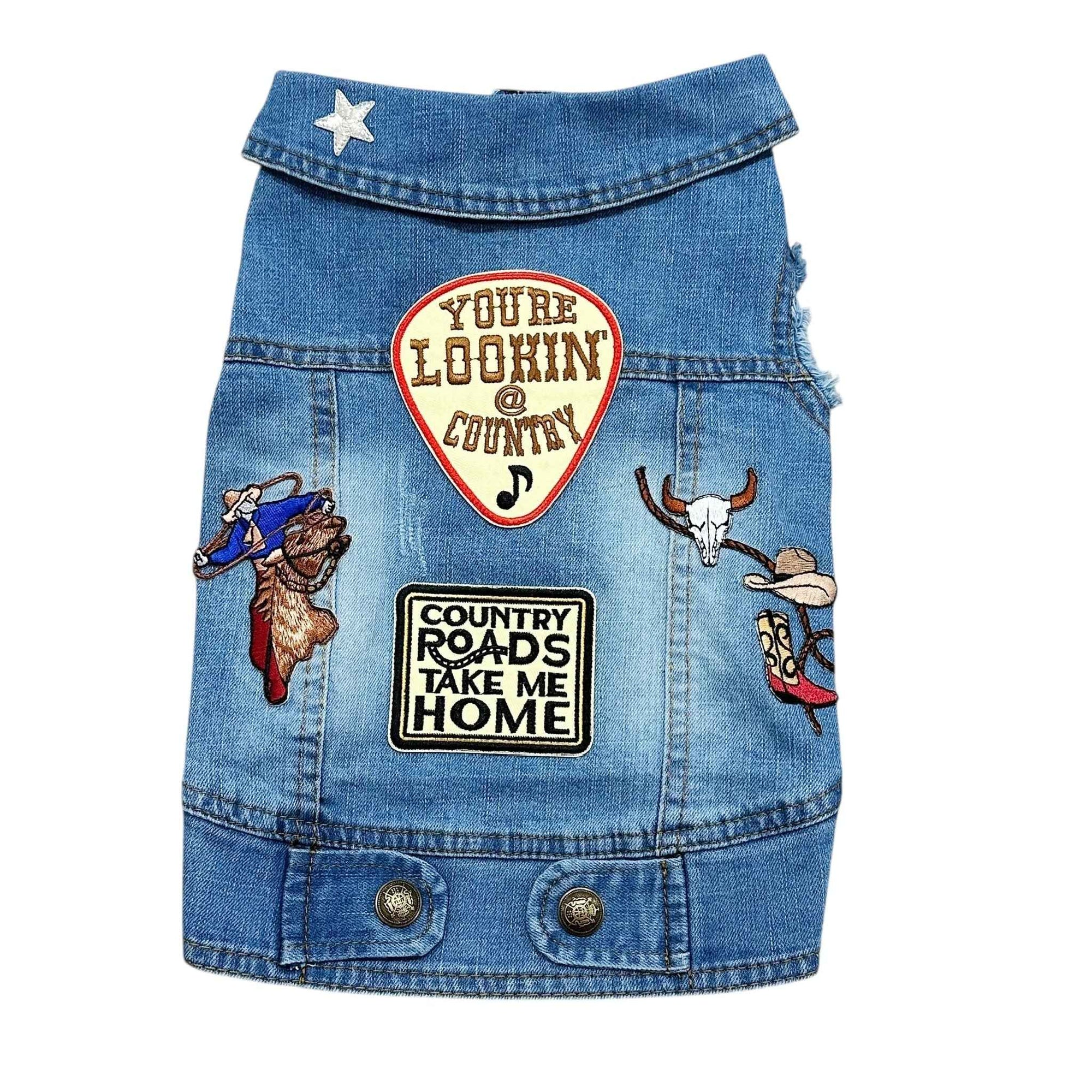 Heads or Tails Pup Country Denim Dog Vest