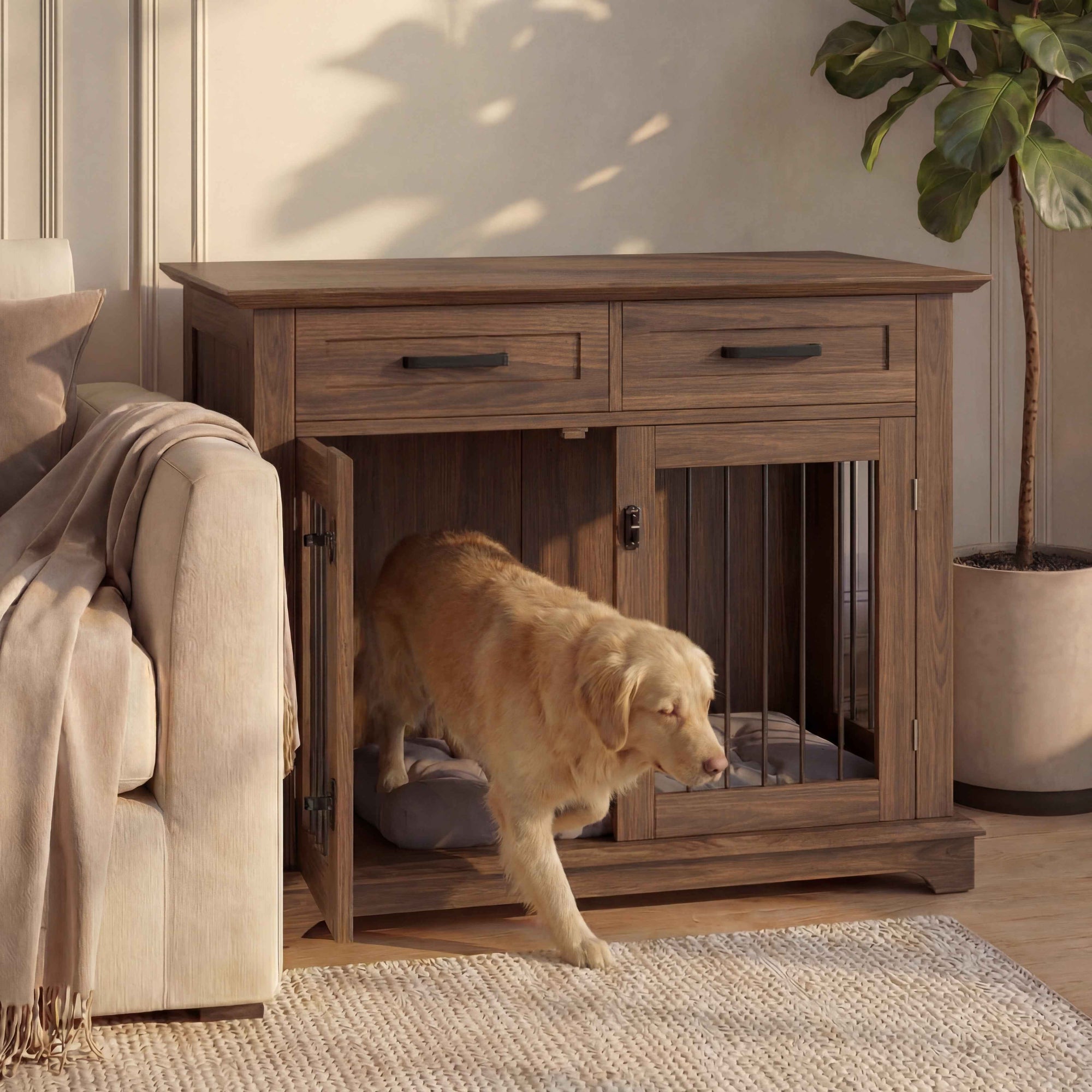Nest & Tail Carlisle Console Furniture-Grade Dog Crate End Table