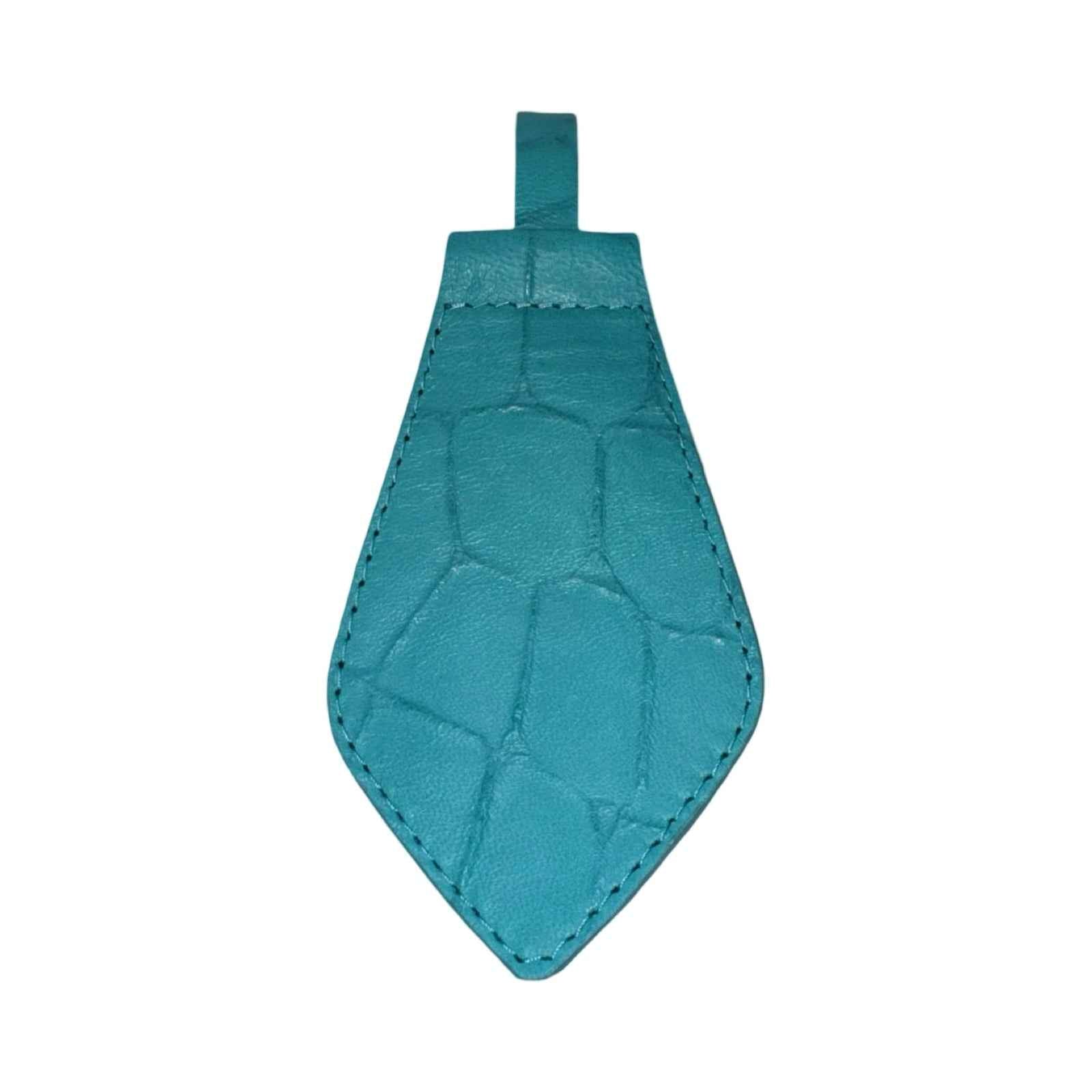 Allysa Payne The Tiffany Collection Turquoise Blue Embossed Croc Italian Leather Tie
