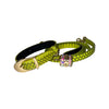 XS 7"-14" Light Neon Green Custom Snake Collar/Custom Gold Italian Hardware & Leash Set. Including Swarovski Crystal Charm