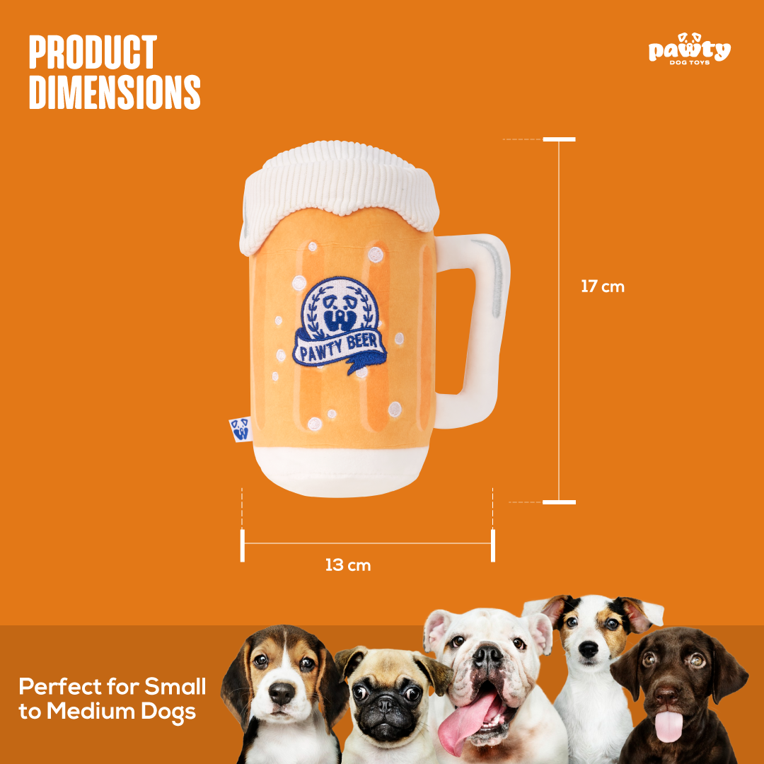 Pet Toy: PAWTY BEER PLUSH DOG TOY