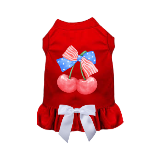 Patriotic Cherry Pop Dog Dress - Red Edition