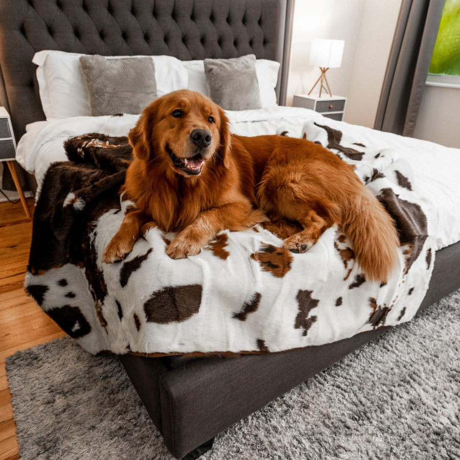 PupProtector Waterproof Throw Blanket Brown Faux Cowhide