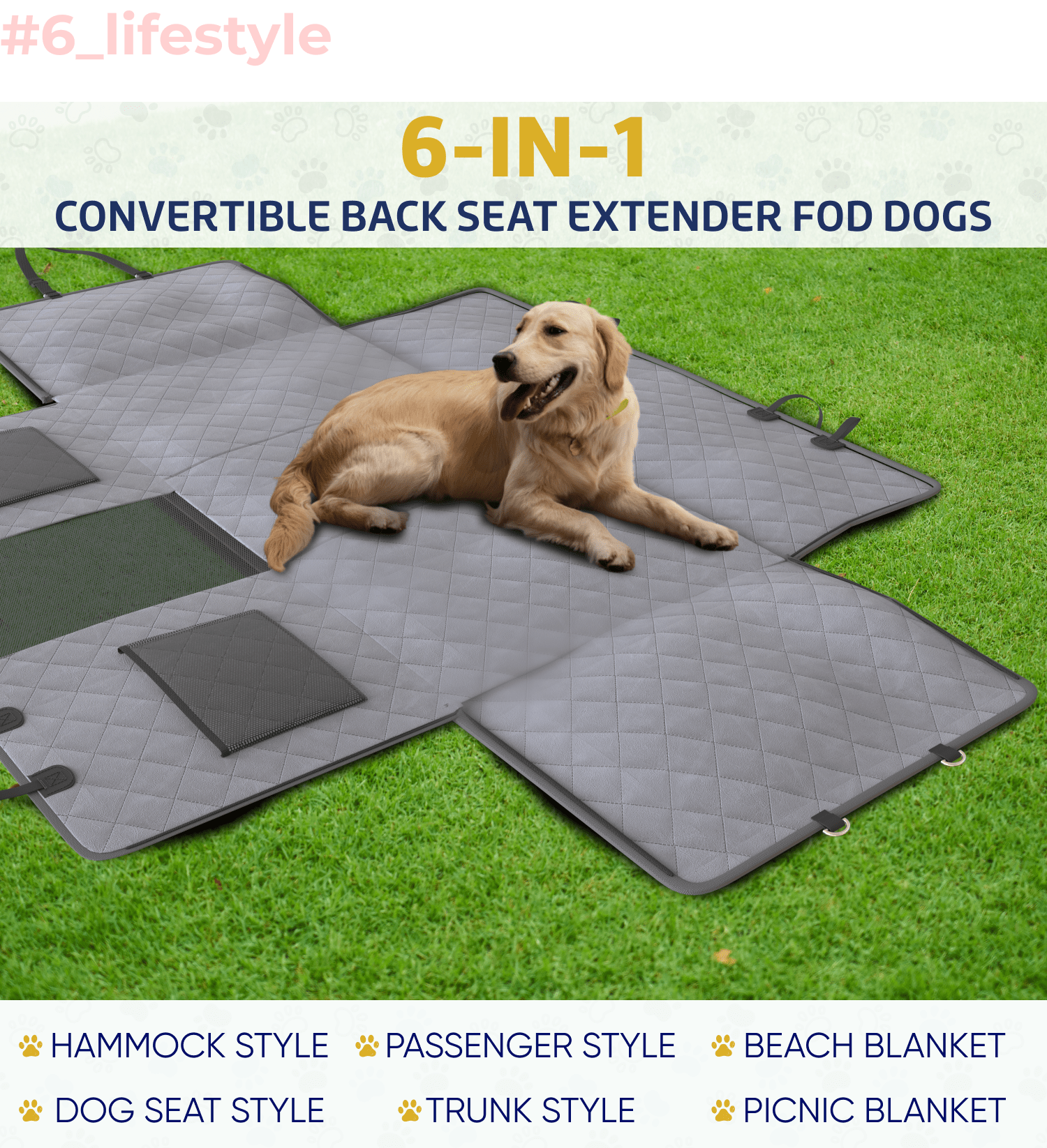 Large Seat Guard Waterproof Back Seat Extended Cover With Mesh Window Storage Pockets | HT Animal Supply