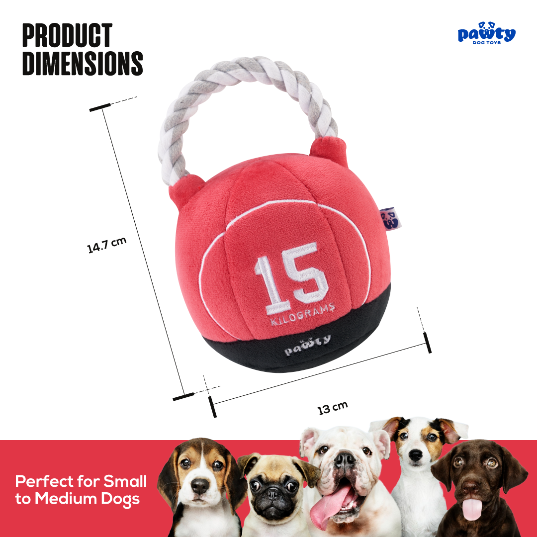 Pawty Kettlebell Rope and Plush Squeaky Dog Toy