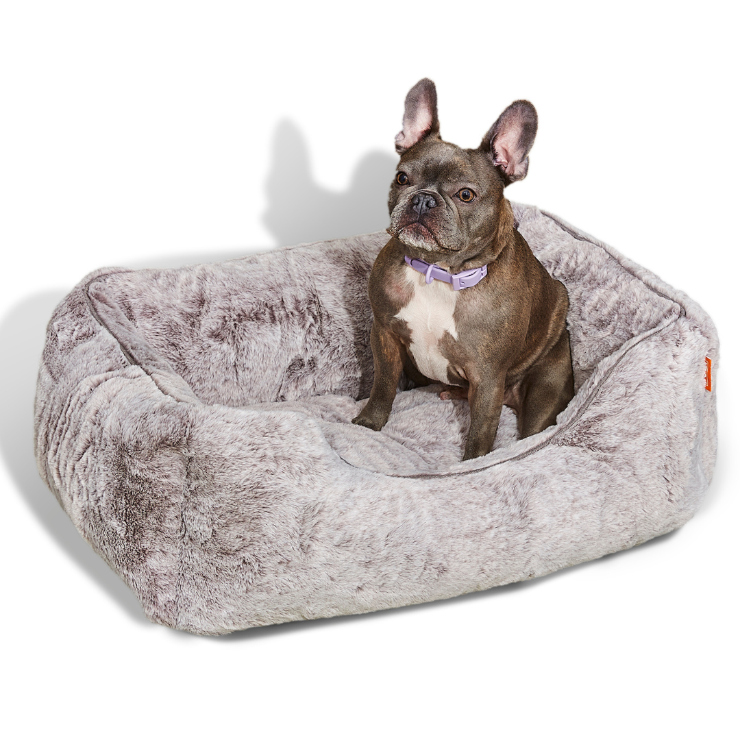 Sammy Dog Bed Cover in Light Grey, side profile