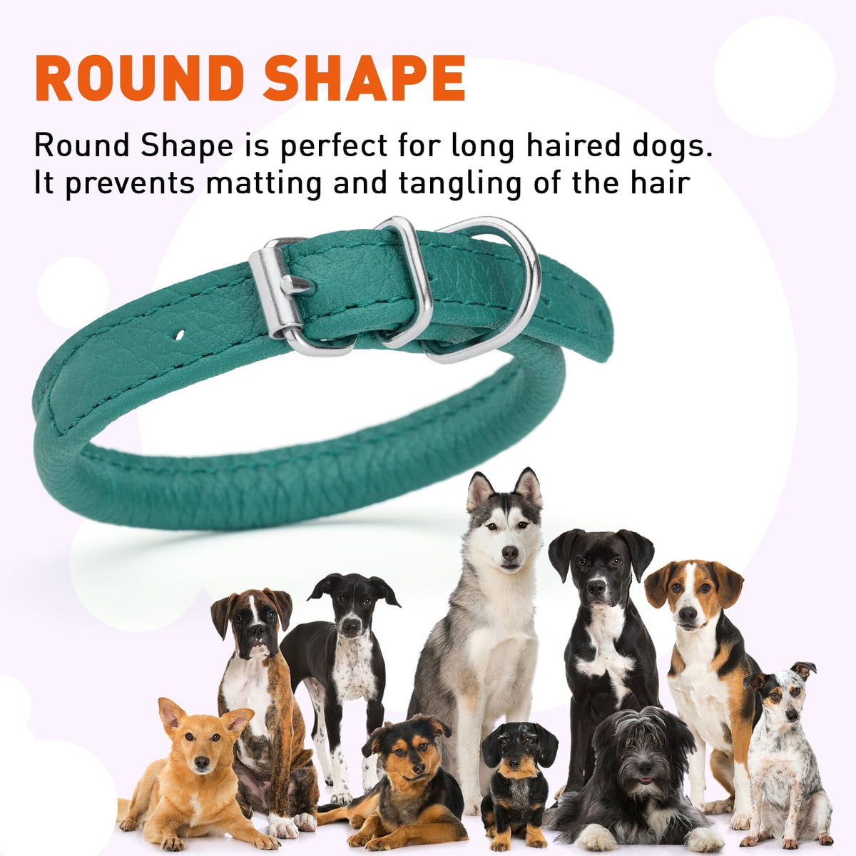 Dogline Soft Leather Round Dog Collar