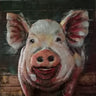 Pig Farm Animal Wall Art Hanging Decor 3D Metal Cutout Painting on Wood Canvas