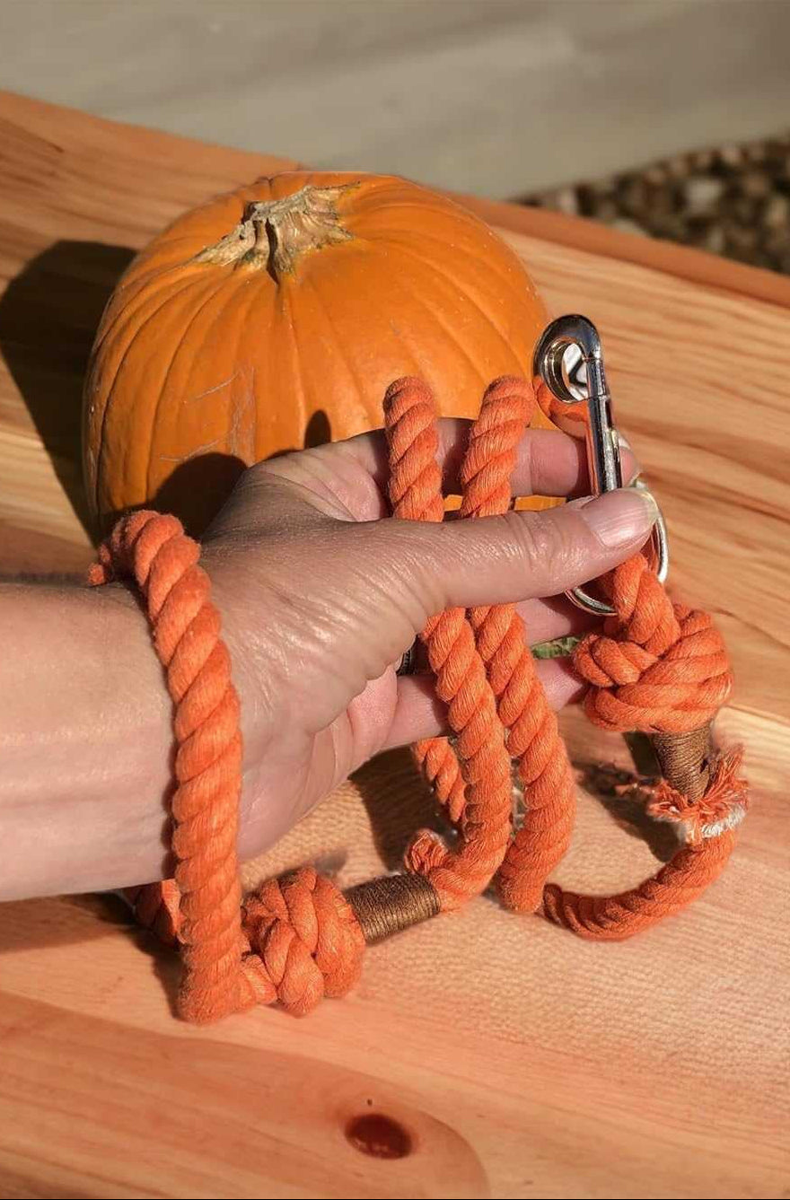 Glow Pups: Orange Boho Chic Cotton Rope Dog Leash