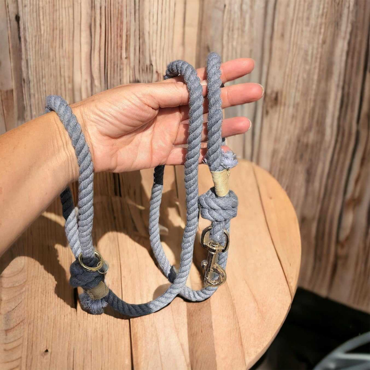 Glow Pups: Grey Boho Chic Cotton Rope Dog Leash
