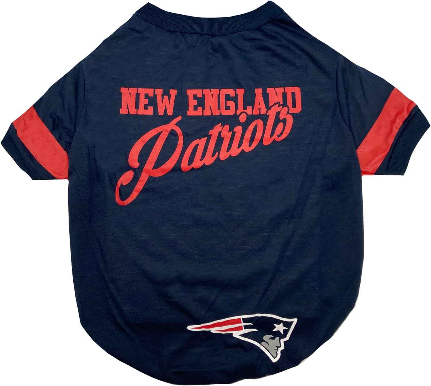 NFL New England Patriots Striped-Sleeve Dog T-Shirt