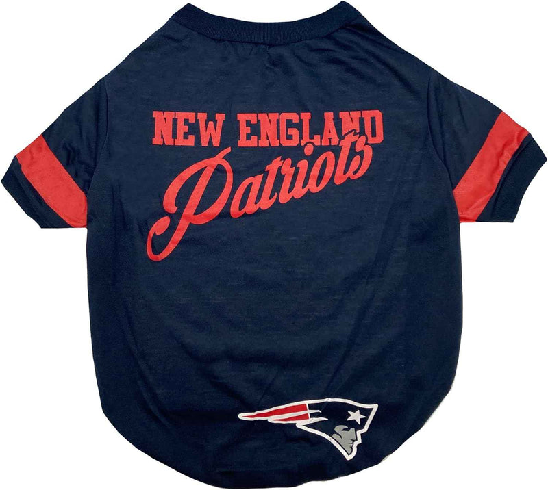 NFL New England Patriots Striped-Sleeve Dog T-Shirt